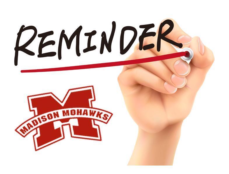 Person drawing "Reminder" with Madison Mohawks logo